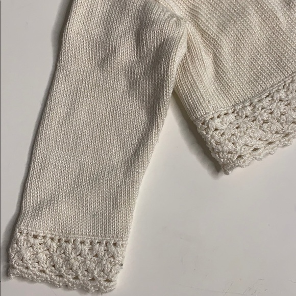 Antonella kids Ivory Knit Flower Tea Time cardigan sweater 9-12 months girls - Picture 3 of 11